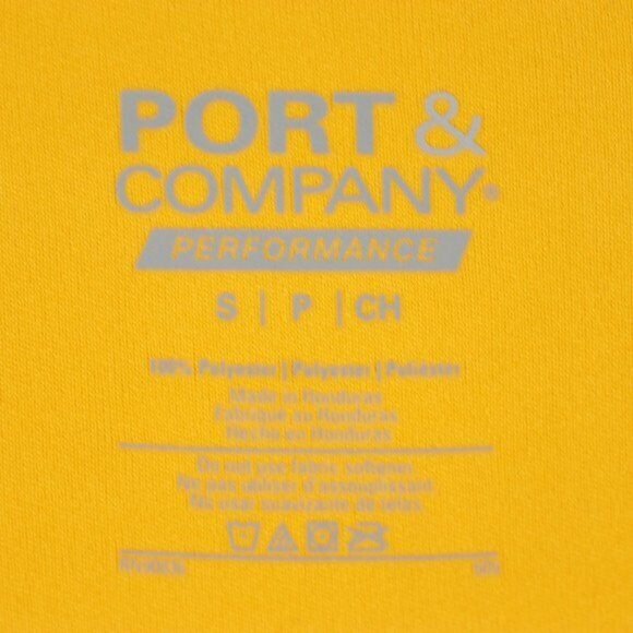 Port & Company Adult Unisex Small Yellow Graphic Crewneck Short Sleeve Tech Tee - Picture 7 of 7